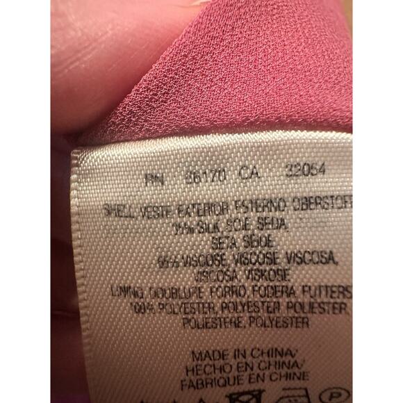 Anthropologie Maeve Ombre Shimmer Tee Top Blouse XS Floral Pink Gold Silk Blend - Picture 9 of 13